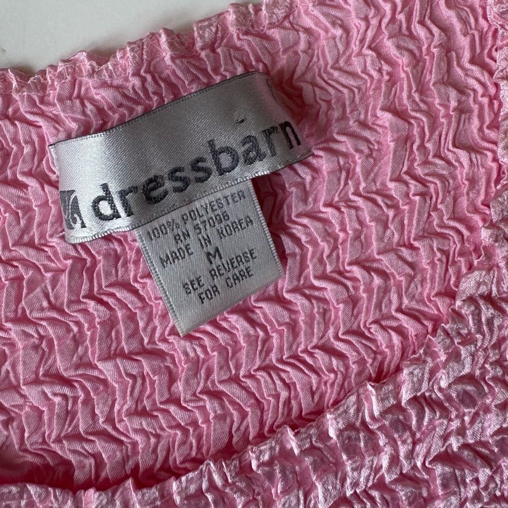 Vintage Dress Barn Womens Tank Top Large Pink Crinkle‎ Stretch Fairy Grunge Y2K - Picture 4 of 7